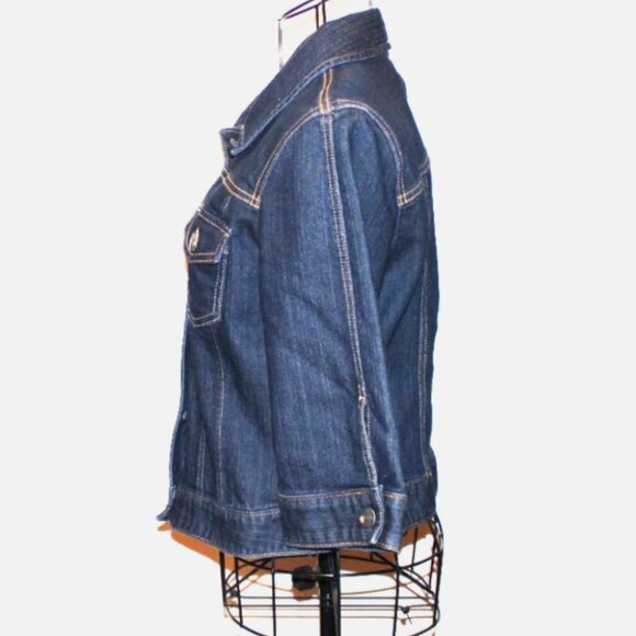 Loft Jean Jacket Blue Denim Blazer M Cotton Blend Half Sleeve Button Front - Picture 5 of 5
